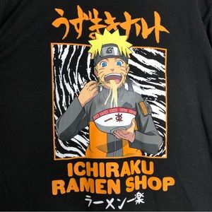 Naruto eats noodles Ichiraku Ramen Shop Graphic T-Shirt XXL Black Tees Men's Top